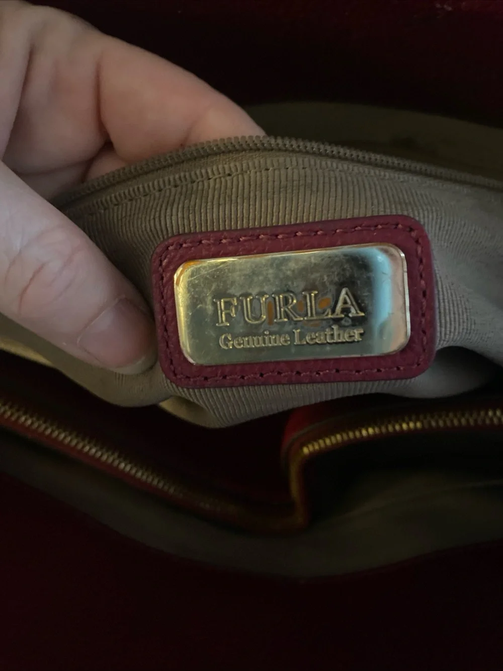 Furla Burgundy Leather Top-Handle Tote
